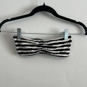 Black and White Striped Strapless Bandeau Tube Top